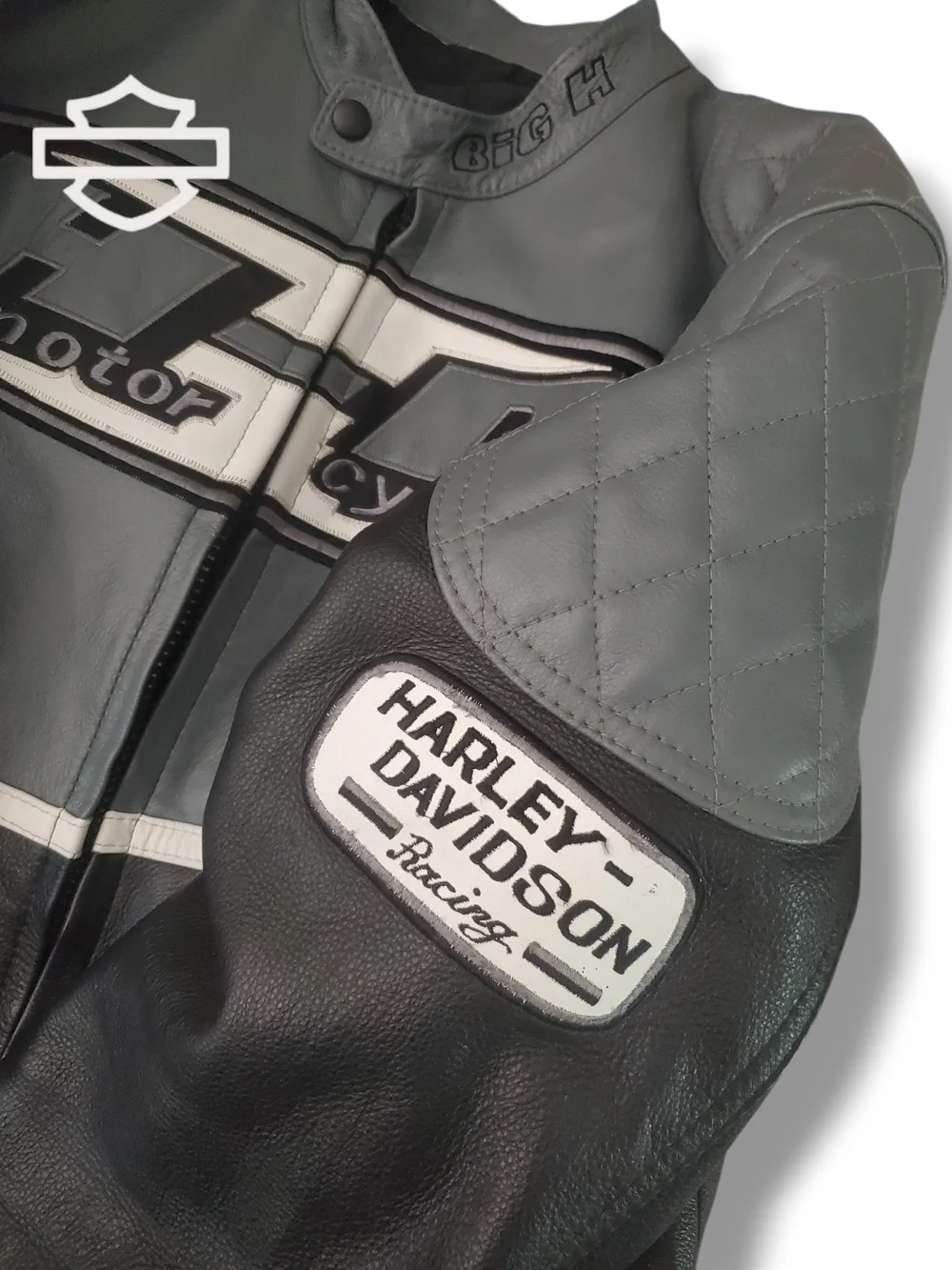 Harley-Davidson Road King Black and Gray Leather Riding Jacket - Picture 10 of 15